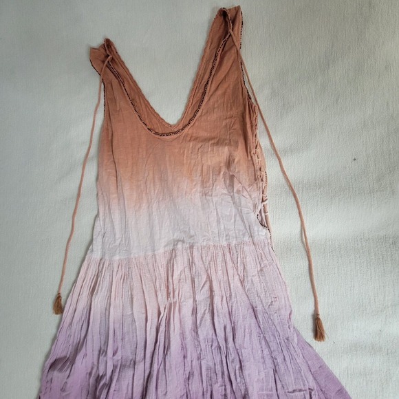 Free People Tunic Top Dress Bali Birdi Embroidered Open Tie Back Cottagecore - Picture 5 of 16